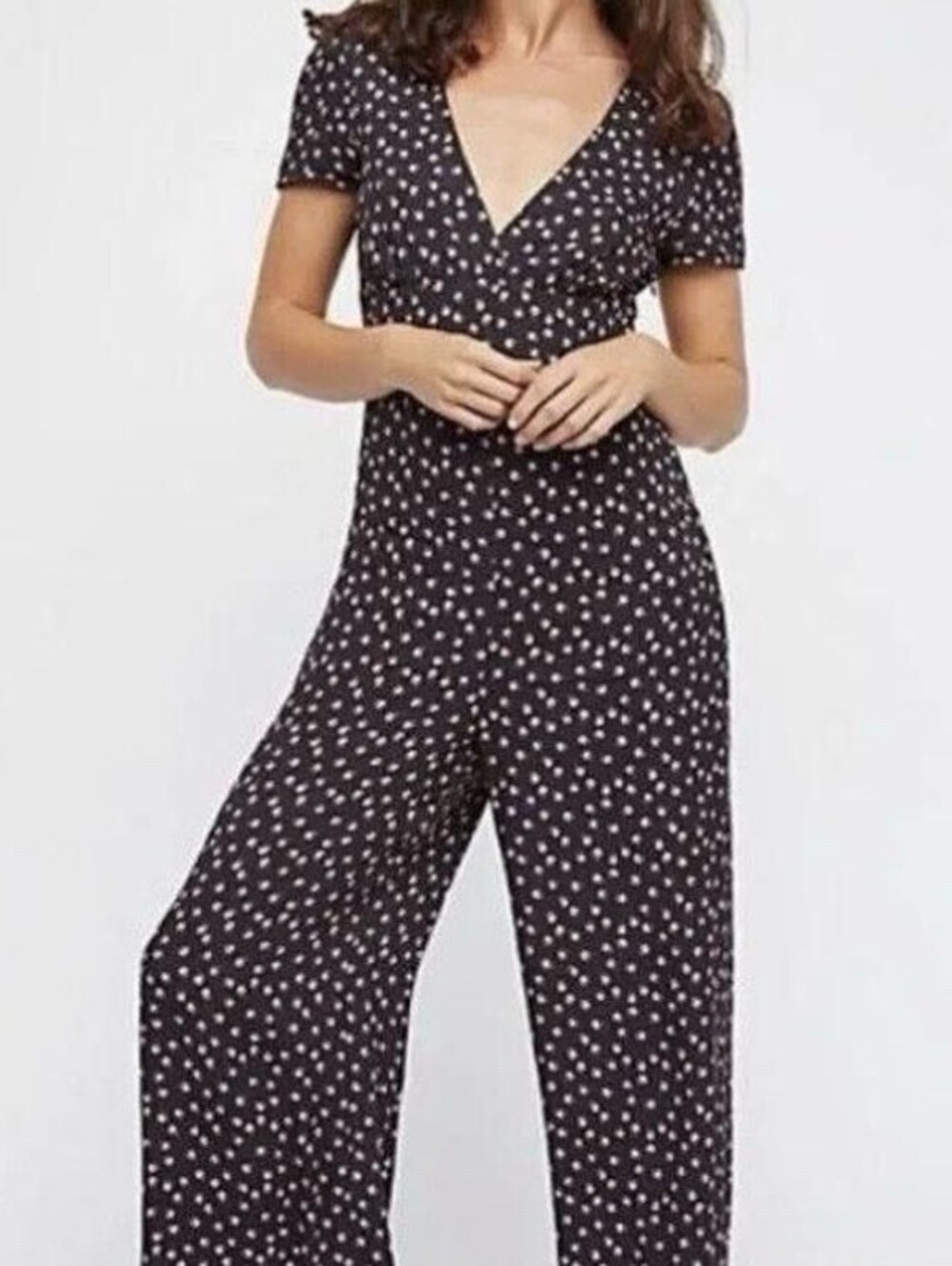 Free People Mia Black and Pink Rose Jumpsuit Size 2